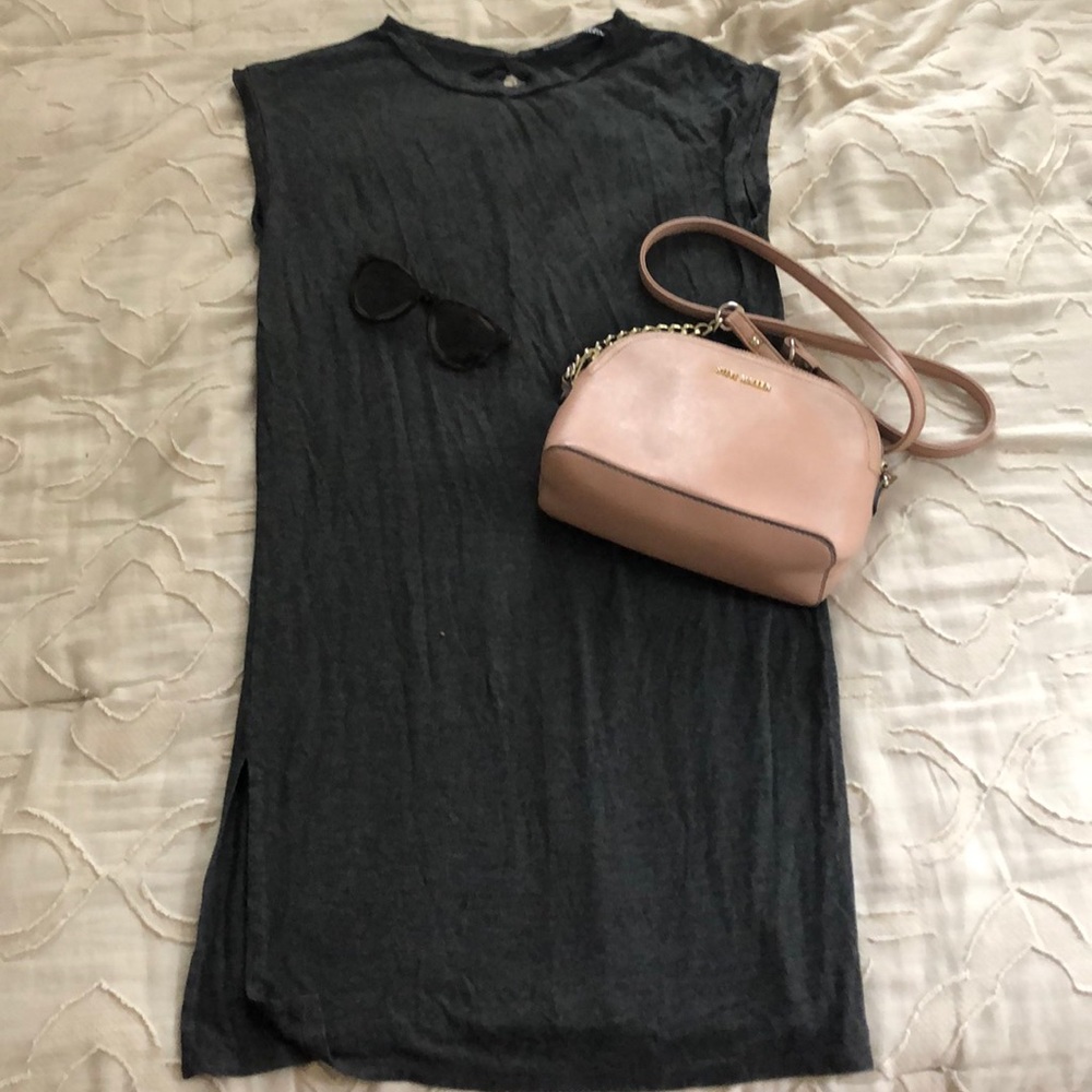 Gray Tshirt Dress w slits